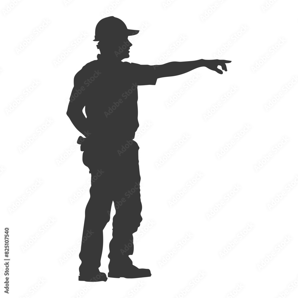 Silhouette engineer man in action full body black color only Silhouette engineer man in action full body black color only