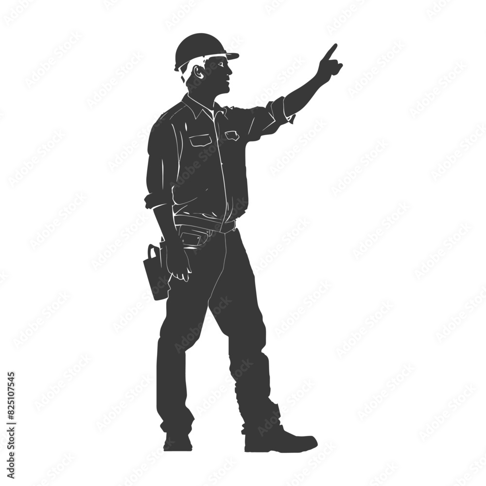 Silhouette engineer man in action full body black color only Silhouette engineer man in action full body black color only
