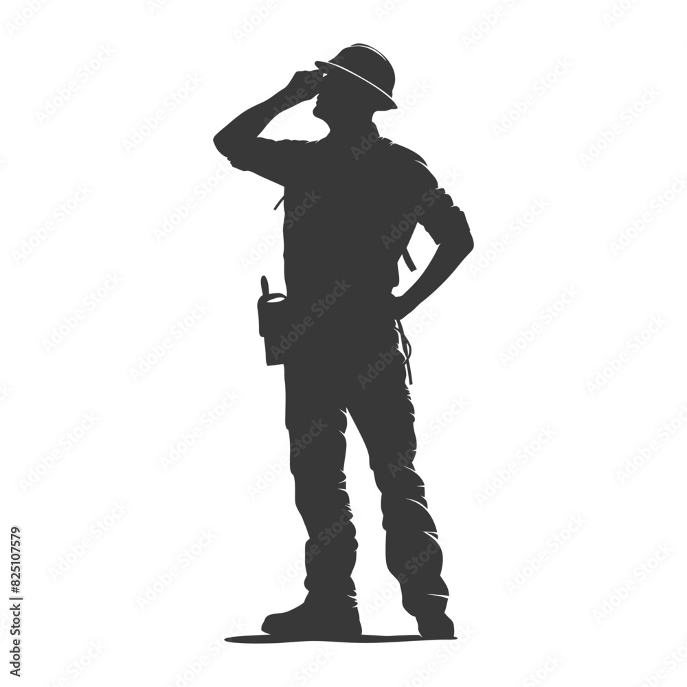 Silhouette engineer man in action full body black color only Silhouette engineer man in action full body black color only