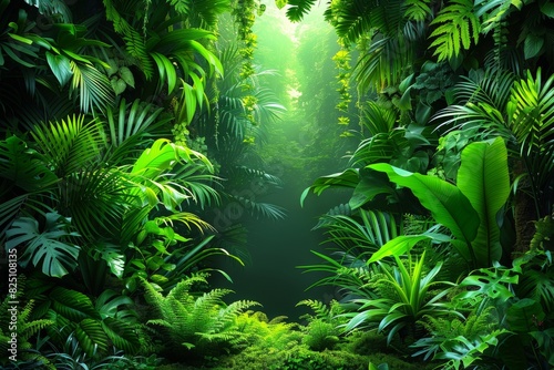 Dense Green Jungle Teeming With Plant Life