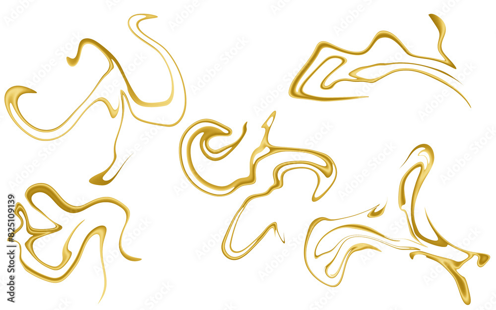 Golden wavy lines, thin waves, gold decoration Golden wavy lines, thin waves, gold decoration