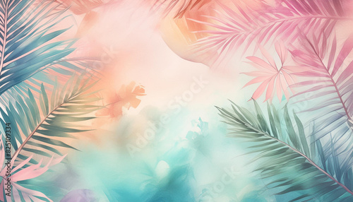tropical palm abstract watercolor background © Kovalova Ivanna