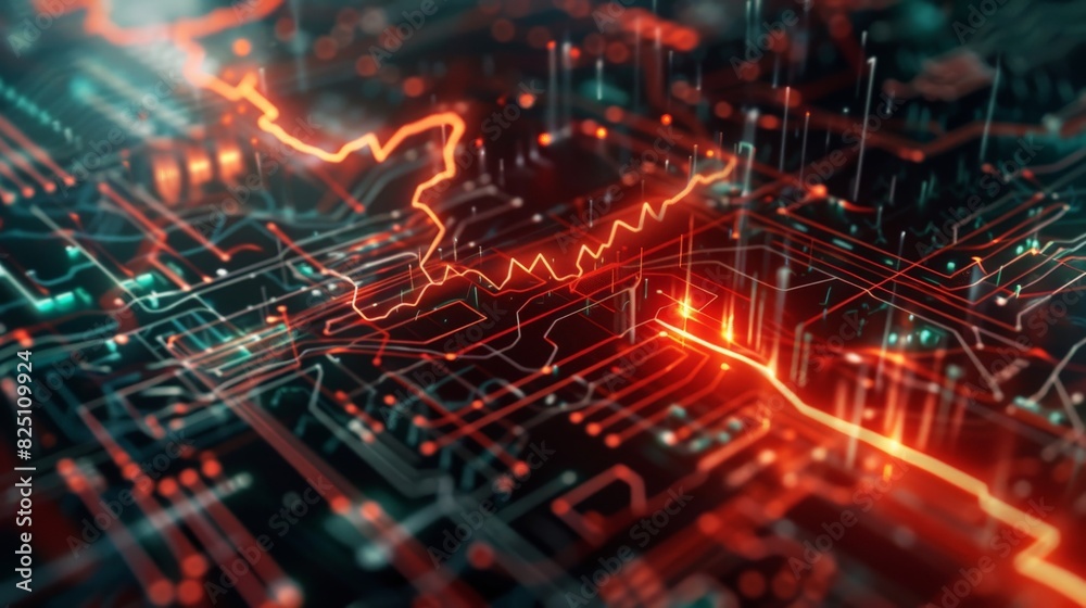 A captivating image depicting the evolution of a heartbeat line into intricate AI code