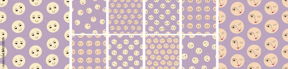 Collection of ten patterns, cute forms. Continuous print, simple ...