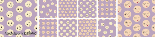 Collection of ten patterns, cute forms. Continuous print, simple pattern for branding, fabric.