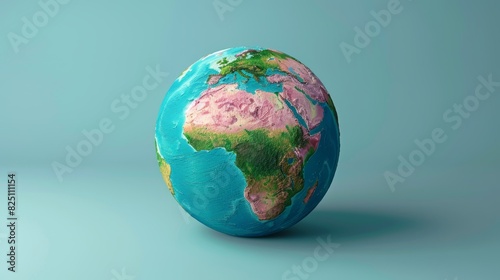 Earth flat design front view global geography theme 3D render Triadic Color Scheme
