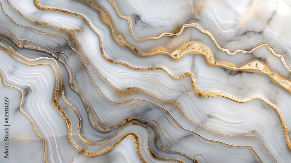 Abstract gray and white marble pattern with golden lines. Abstract gray and white marble pattern with golden lines.