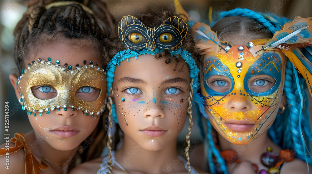 Children trying on vibrant halloween masks at a costume store, captured in candid photography using a compact mirrorless camera Children trying on vibrant halloween masks at a costume store, captured in candid photography using a compact mirrorless camera