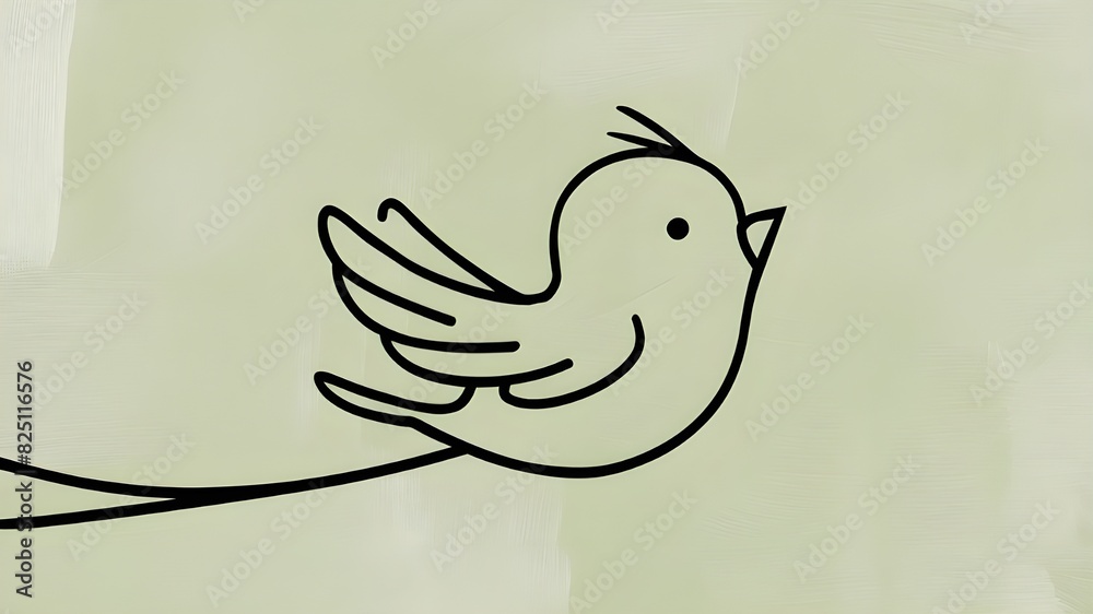 Obraz premium Cute Bird Flying Profile Single Line Art