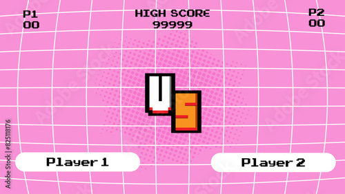 Versus Screen game VS Interface. Versus Screen on pink background.