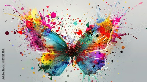 Wonderful Butterfly watercolor with splash isolated on whites