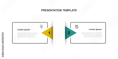 Vector template infographic with 2 step process suitable for workflow, business information, presentation, and web graphic design 