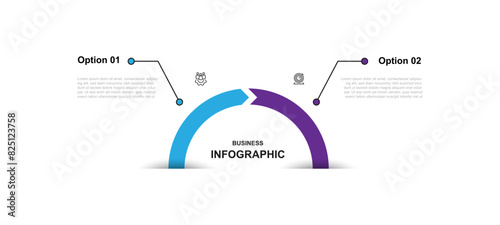 Infographic template vector element with 2 step process suitable for workflow, business information, and web graphic design 