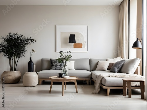 A modern and minimal living room, minimal interior design © ZADpro
