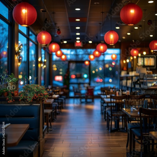 Blurred Background of a Fast Food Restaurant Interior © Jardel Bassi