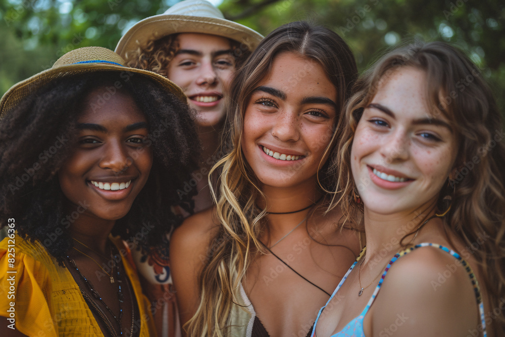 A group of diverse Gen Z friends standing together A group of diverse Gen Z friends standing together