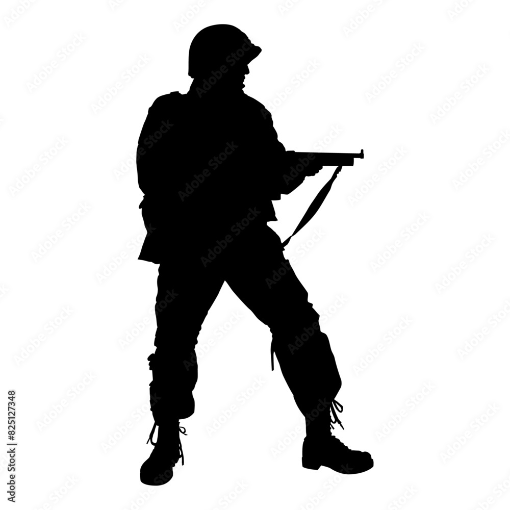 Soldier World War 2 silhouette vector image Soldier World War 2 silhouette vector image