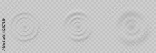 Vector wave circles on the water surface. Water ripples png. Water movement, water or sound effect on isolated transparent background.