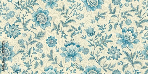 Elegant blue floral wallpaper pattern for a classic touch.