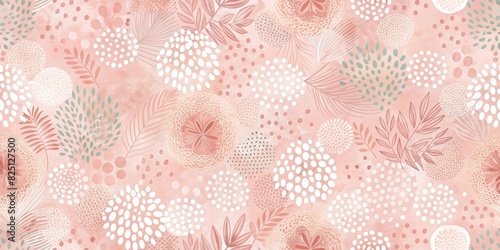 Delicate pink floral wallpaper with a soft.