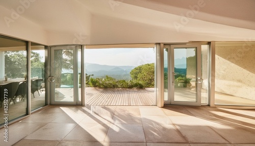 Experience the sleek modernity of glass doors  offering transparency and a seamless connection between indoor and outdoor spaces