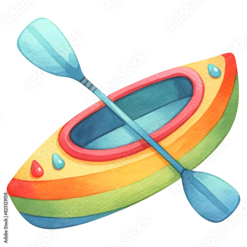 Colorful Kayak with Double-Ended Paddle