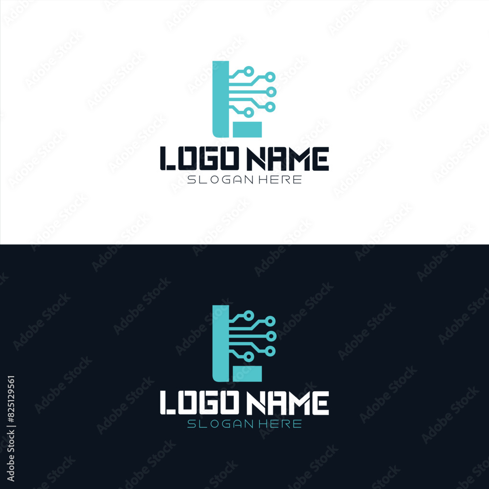 Alphabet digital technology simple line logo design vector Alphabet digital technology simple line logo design vector