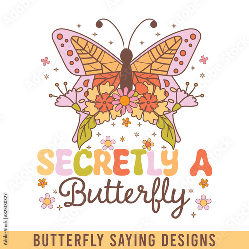 Secretly butterfly floral retro design, floral butterfly svg designs
