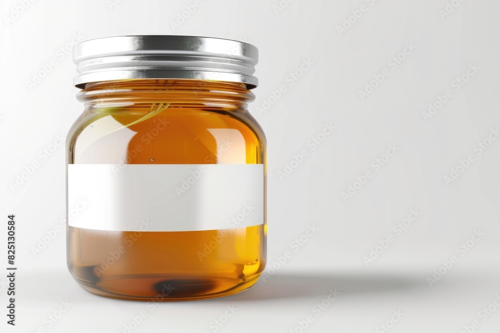 Amber Glass Jar with Blank Label on White Background for Packaging Design Amber Glass Jar with Blank Label on White Background for Packaging Design