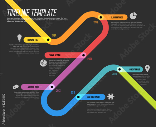 Thick line dark Infogrpahic graph diagonal timeline diagram template
