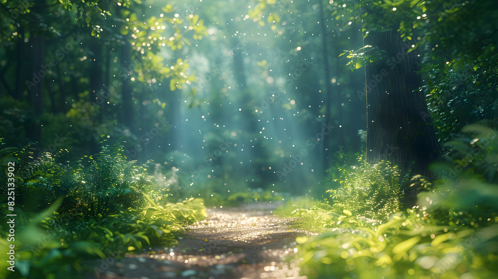 Sunlit Forest Trail: Tranquil Beauty and Serenity in Backpacking Adventure Sunlit Forest Trail: Tranquil Beauty and Serenity in Backpacking Adventure