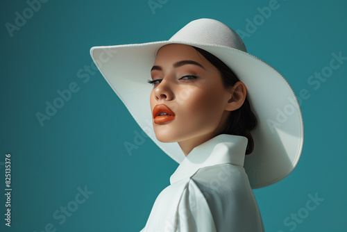creative fashion woman isolated minimalistic studio