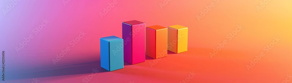 model of a bar chart icon symbolizing risk management with a colorful gradient background model of a bar chart icon symbolizing risk management with a colorful gradient background