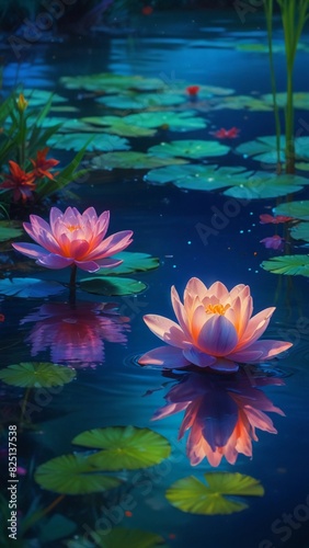 beautiful and peaceful water flower garden