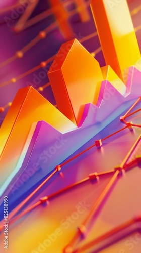 Illustration of a risk management graph icon in 3D on a vibrant background