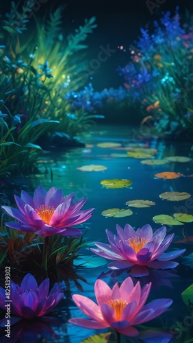 beautiful and peaceful water flower garden © Indra