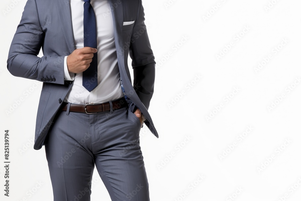 Person with smartphone on white background for versatile use in various projects Person with smartphone on white background for versatile use in various projects