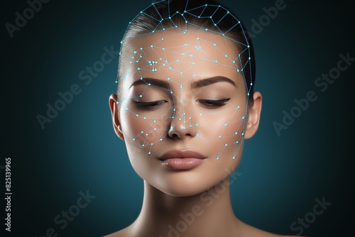 Facial rejuvenation promotion  ai enhanced skin lifting ads for contour correction in women photo