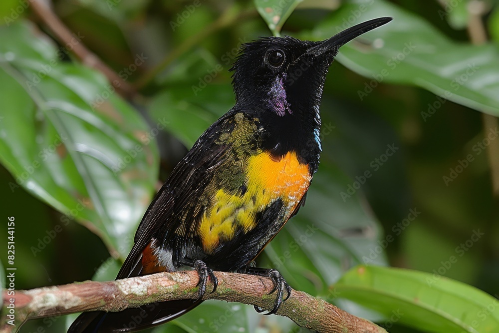 Fototapeta premium Colorful Bird Perched on Tree Branch