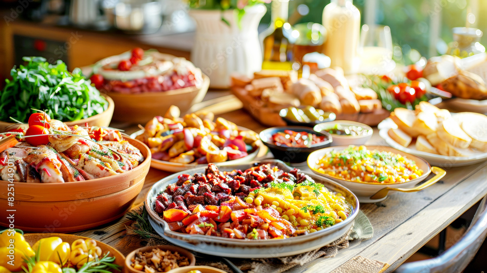 Festa Junina feast with a variety of traditional Brazilian dishes. Festa Junina feast with a variety of traditional Brazilian dishes.