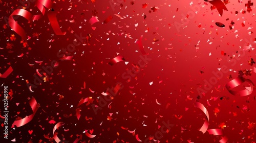 celebratory confetti on red background concert celebration valentines day template abstract vector illustration