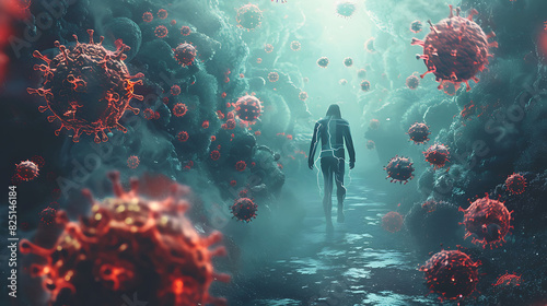 enhanced human with enhanced immune system fighting off a deadly virus outbreak with resilience and determination photo