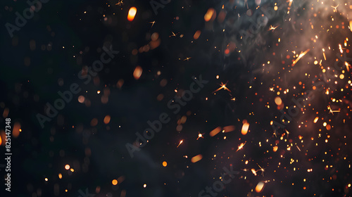 A black background with a lot of sparks and fire. The sparks are scattered all over the background, creating a sense of chaos and destruction. The image conveys a feeling of danger