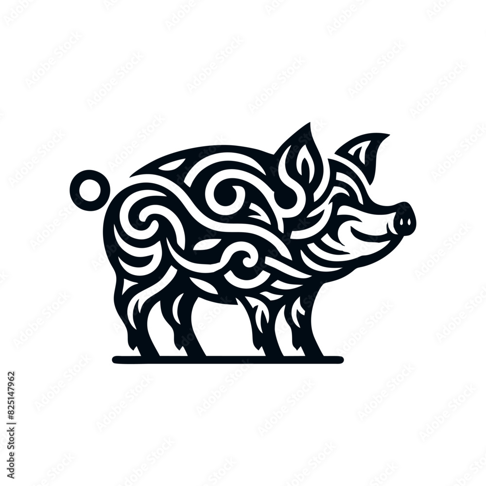 Black Animal Pig Illustration Logo Silhouette. Pig logo design Black Animal Pig Illustration Logo Silhouette. Pig logo design