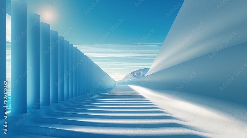 A linear horizon background with perspective lines, featuring abstract geometry and converging lines that create a sense of depth and space in a minimalist design.