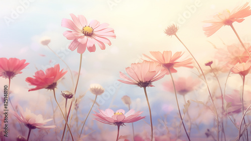 vintage beautiful flower, watercolor style, soft pastel © sirisak