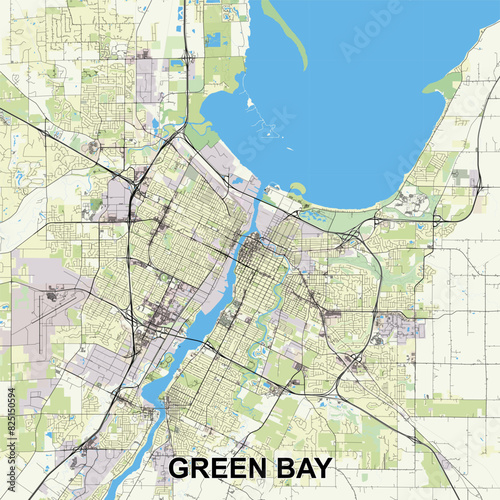Green Bay, Wisconsin, United States map poster art
