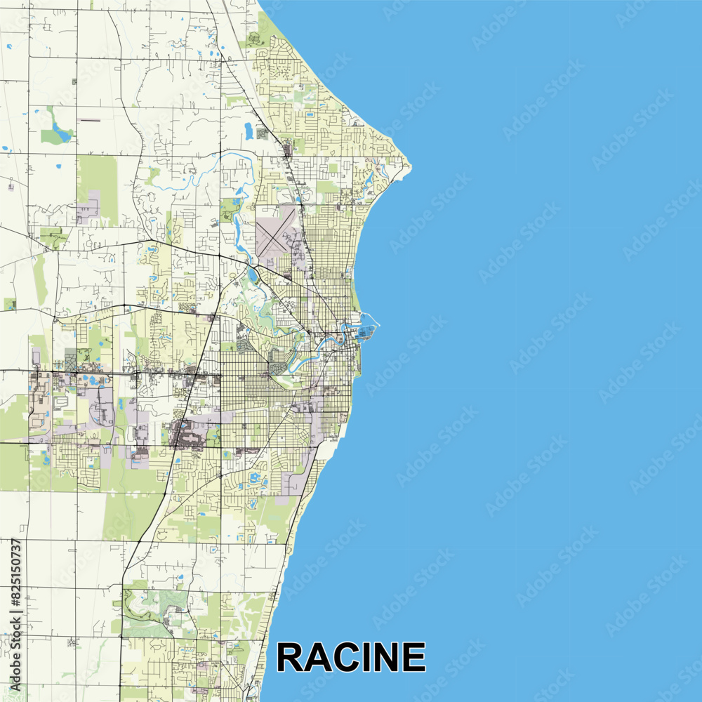 Racine, Wisconsin, United States map poster art
