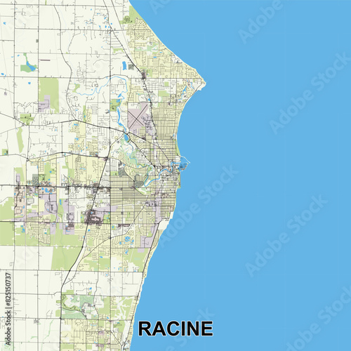 Racine  Wisconsin  United States map poster art