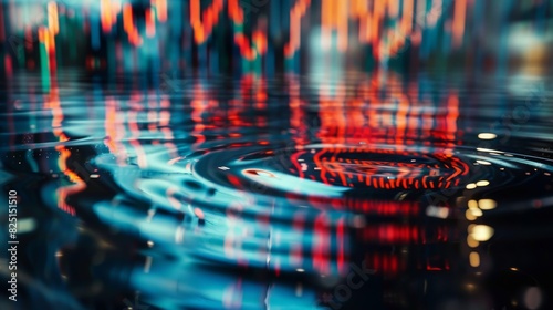 Abstract water ripple with digital stock market chart for financial or technology themed designs